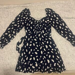 Reformation Navy and White Polka Dot Dress